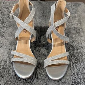 IDIFU Silver Strappy Heels for Women